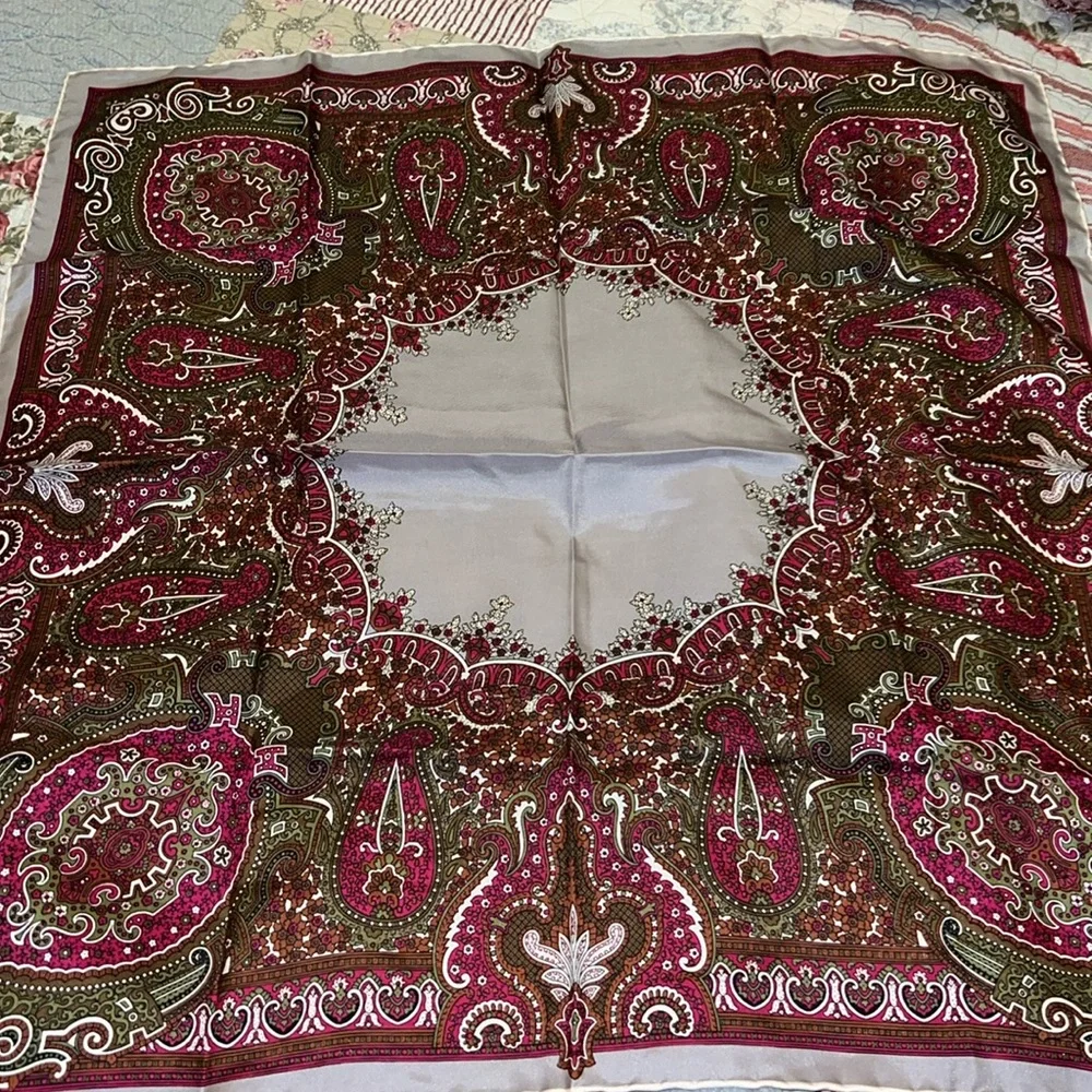 Vintage Nordstrom made in Italy 100% silk paisley square scarf 26”